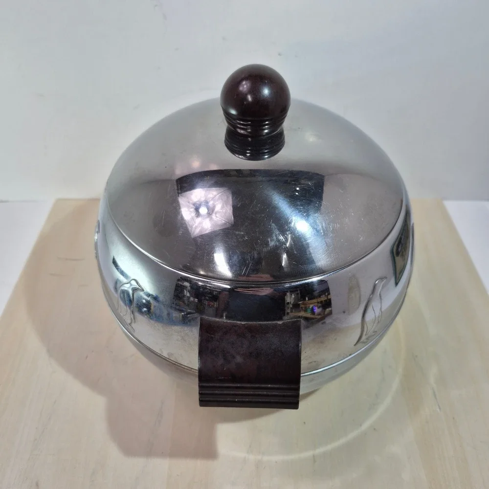 Vintage West Bend‎ Penguin Hot Cold Server Chrome Bakelite Ice Bucket MCM 1950s